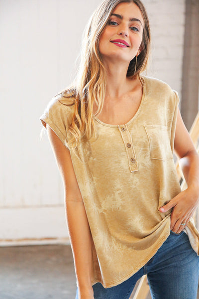 Oatmeal Tie Dye Terry Oversized Button Down Top