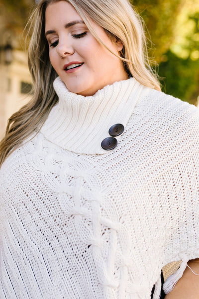 Working Overtime Sweater Poncho In Ivory